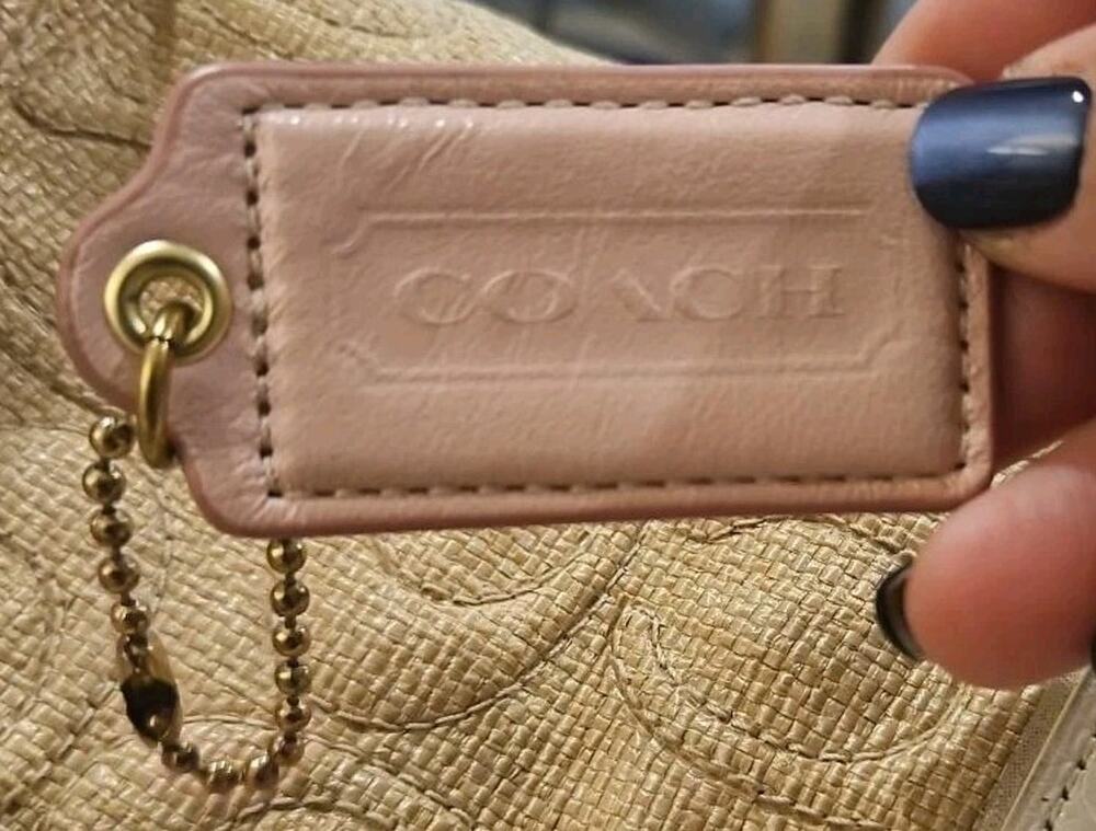 COACH PINK LEATHER HANG TAG BAG CHARM ONLY- REPLACEMENT/KEY CHAIN